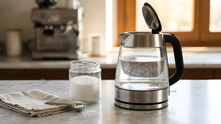 Soluzione naturale anticalcare preparata per pulire la macchina del caffè e il bollitore